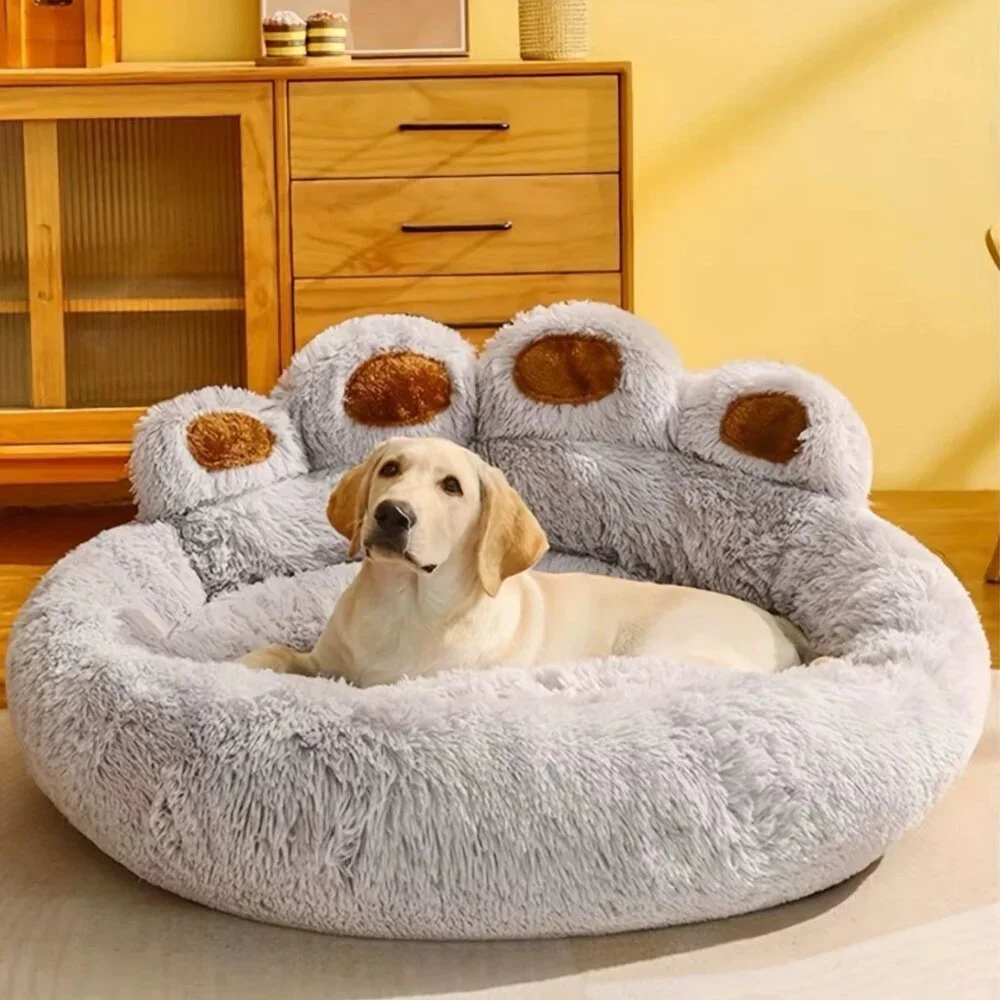 Cozy Gray and Brown Dog Bed Size S
